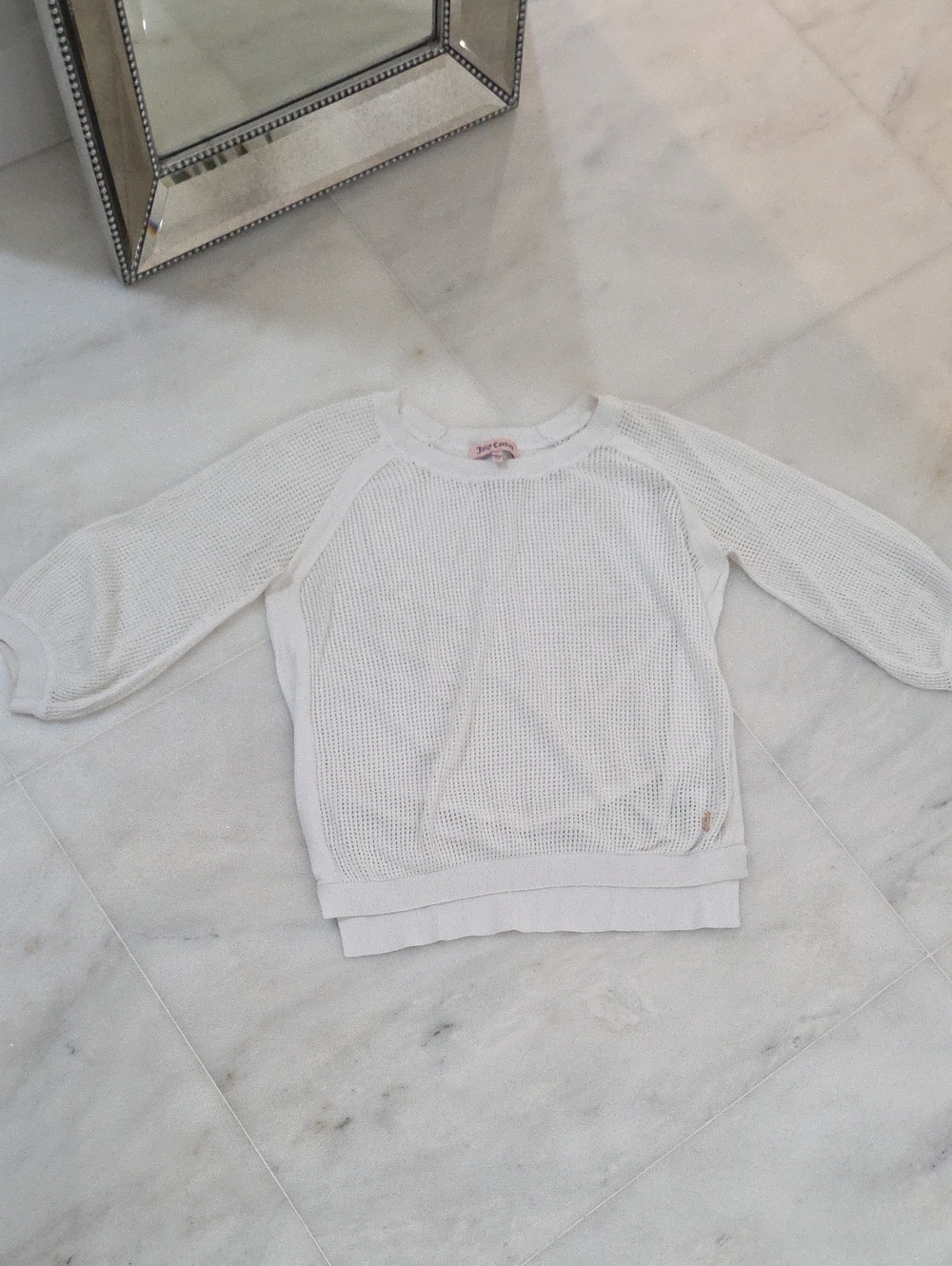 Juicy Couture White Mesh Crewneck Sweater